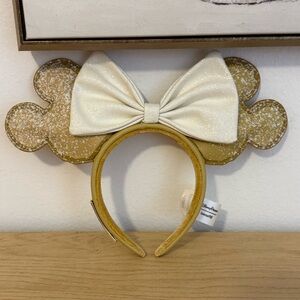 Disney Gold and White Minnie Mouse Ears Headband